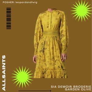 NWT All Saints Sia Demoir Broderie Garden Olive